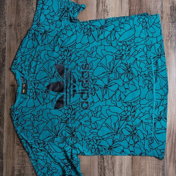 Adidas Pharrell Williams Dear Baes Oversized Shirt Size XL In Dark Teal Green - Picture 2 of 9
